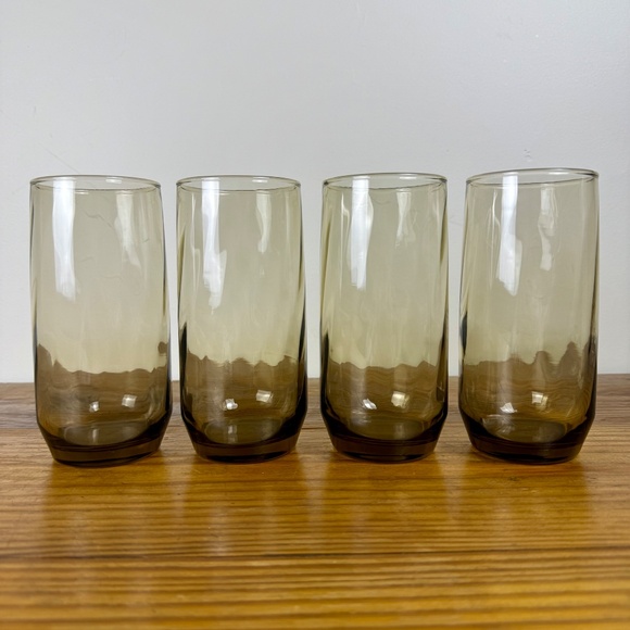 Vintage Libbey Smoked Glass Tumblers – Set of 4 | Mid-Century Modern Barware - Picture 5 of 15